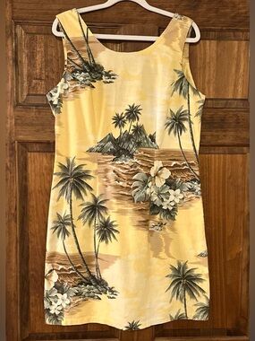 Vintage Shannon Marie Hawaii Tropical Palm Print Dress Made in USA